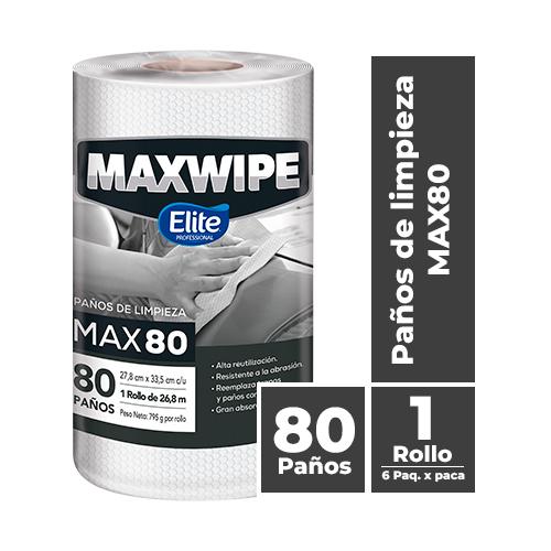 MAXWIPE ROLLO MAX80 - 80 Paños Blanco
