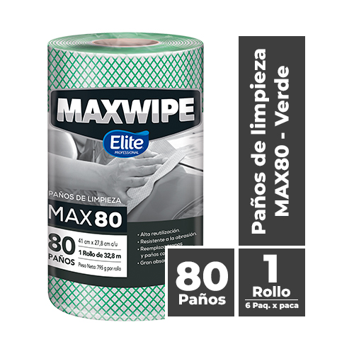 MAXWIPE ROLLO MAX80 - 80 Paños Verde