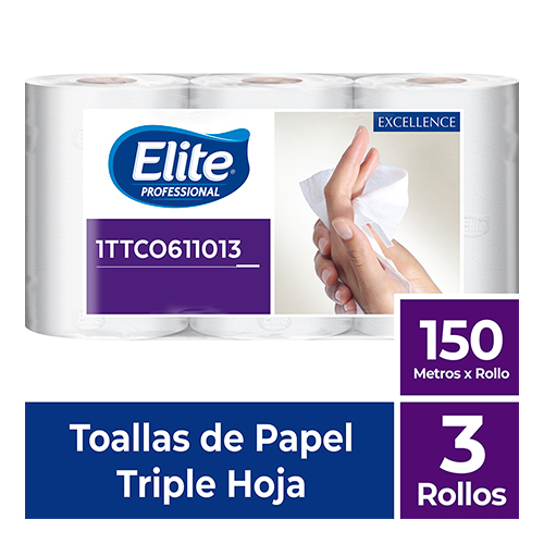 TOALLA ELITE ROLLO TRIPLE HOJA  EXTRA BLANCA x 2 150 mts