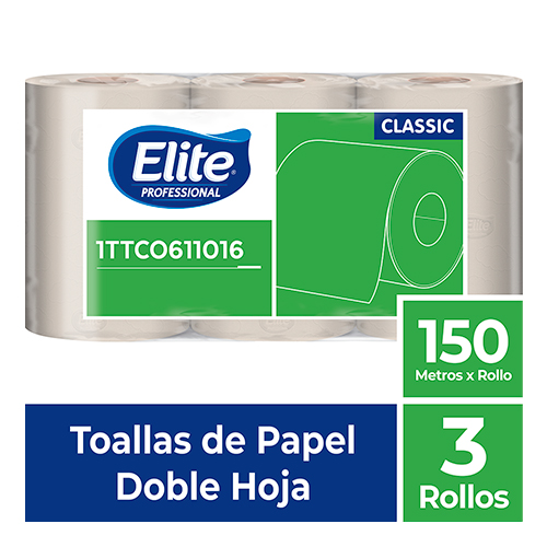 TOALLA ELITE ROLLO DOBLE HOJA NATURAL